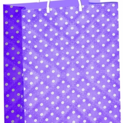 Подарочные пакеты из мягкого пластика "Горошек на фиолетовом" 24х26+14 см. "88"